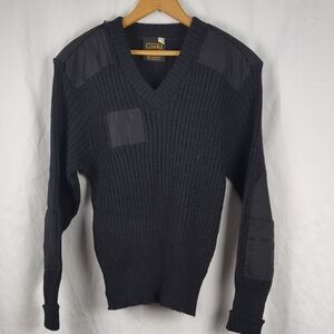 CITADEL Vintage Black Military Sweater Woolly Pully Commando Patches